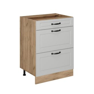 Vicco Mueble Bajo De Cocina R-line, Blanco Casa De Campo, 60 Cm Con Cajones, Sin Encimera Vicco