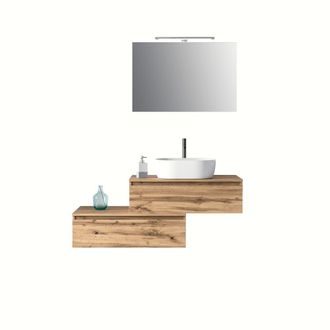 Aquadesign Mueble de ba&ntilde;o de 5 piezas en melamina roble