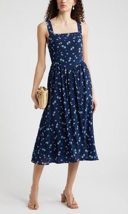 Chelsea28 Floral Sleeveless Fit & Flare Sundress in Navy Floral at Nordstrom, Size Xx-Small