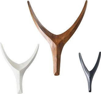 Beliani Conjunto De 3 Decoraciones De Pared Motivo Animal Decorativo Hecho A Mano Estilo Boho Swahili Madera De Mango Multicolor Auchi