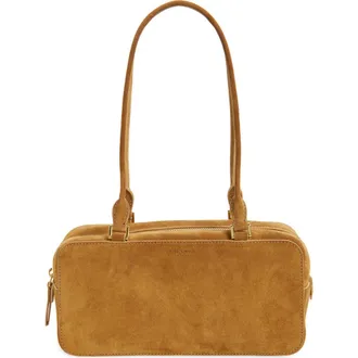 Veronica Beard Boxy Suede Shoulder Bag in Acorn at Nordstrom
