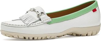 Marc Joseph New York Lexington 2 Golf Womens Dress Flat Shoes White Grainy Lime : 7.5 M, Leather