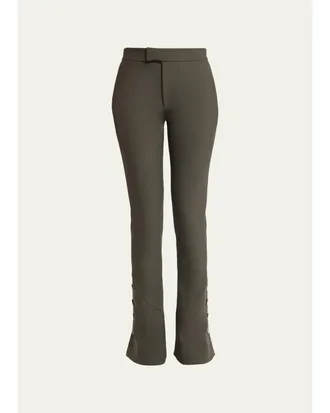 Proenza Schouler Althea Bi-Stretch Double Wool Buttoned Flare Pants