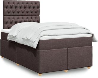vidaXL Vidaxl - Cama Box Spring Con Colch&oacute;n Tela Marr&oacute;n Oscuro 120x200 Cm