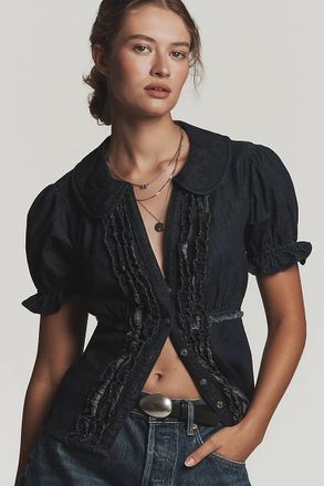 Pilcro Keira Denim Waisted Blouse