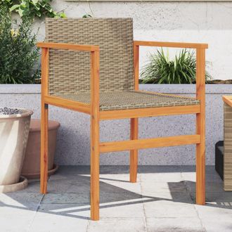 vidaXL Sillas De Jard&iacute;n 2 Uds Madera Maciza Y Rat&aacute;n Sint&eacute;tico Beige Vidaxl