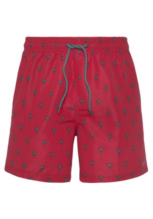 s.Oliver Badeshorts S.OLIVER, Herren, Gr. M, N-Gr, bunt (hummer, petrol), Microfaser, Recycling-Polyester, bedruckt, kontrastfarbene Details, Badehosen Badesho