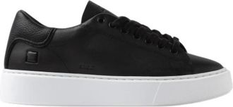 D.A.T.E. Zwarte Sneakers met Glitterinzet - Dames - Sneakers - Zwart - 40 EU - Katoen - Schoenen