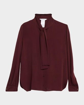 Max Mara Melania Neck-Tie Silk Blouse