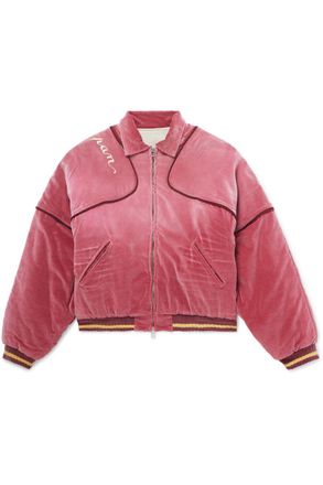 KAPITAL Logo-Embroidered Zip-Detailed Cotton-Velvet Bomber Jacket