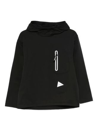 And Wander zip-pocket hoodie - unisex - Polyester - S - Black
