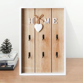 OEM Caja De Llaves De Madera: Caja De Llaves De Madera Para Montaje En Pared Con 6 Ganchos, Armario De Llaves De Madera Moderno, Soporte De Llaves De Made
