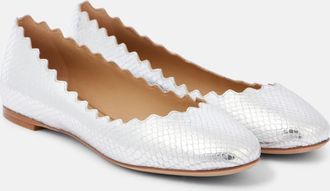 Chlo&eacute; Lauren croc-effect leather ballet flats