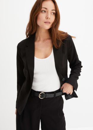 Bonprix Jackenblazer BONPRIX Blazer, Damen, Gr. 42, schwarz, Obermaterial: 76% Polyester, 22% Viskose, 2% Elasthan. Futter: 100% Polyester, festlich, schmal, 