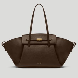 DeMellier The Brooklyn in Mocha Small Grain Leather Tote & Work bag
