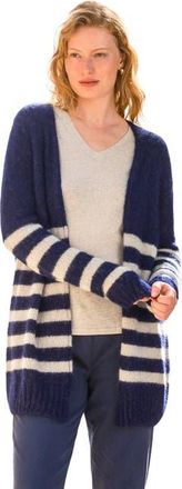 Celtic & Co. Longline Edge To Edge Cardigan in Navy /Oatmeal at Nordstrom, Size X-Small