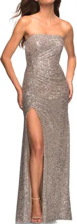 La Femme Strapless Sequin Gown in Silver at Nordstrom, Size 4