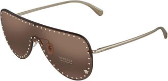 Versace Dark Brown Shield Ladies Sunglasses VE2230B 125273 45
