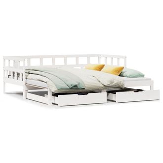 Berkfield Home Daybed with Trundle & Drawers without Mattress White 90x200 cm
