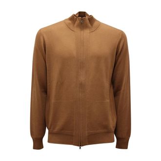 Alpha Studio Cardigan Wool Full-Zip Jumper - male - Alpha Studio - Cardigans - Brown - XL - Knitwear