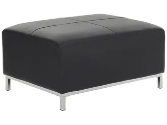 Beliani Pouf Poggiapiedi Ottomano In Pelle Color Nero Oslo