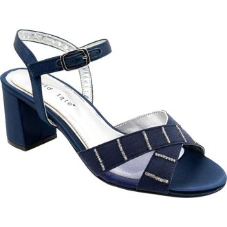David Tate Cocktail Ankle Strap Sandal in Navy Satin at Nordstrom Rack, Size 10.5