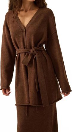 Promesa Belted Button-Front Cardigan In Brown