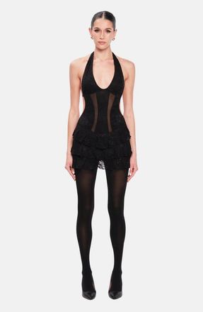 OW Collection ELEANOR Mini Dress in Black at Nordstrom, Size Large