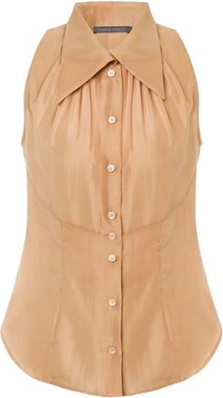 Alberta Ferretti sleeveless silk shirt - women - Silk - 40 - Neutrals