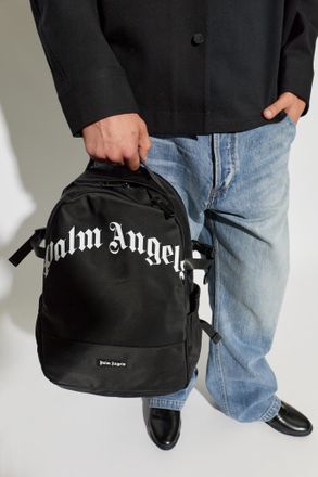 Palm Angels Backpack With Logo, Mens, Black