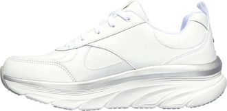 Skechers Womens DLUX Walker Sneaker, White Leather/Silver Trim, 5.5 UK medium