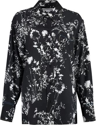Victoria Beckham Zijden overhemd met contraststiksels - Dames - Overhemden - Zwart - 2XS - Overhemden