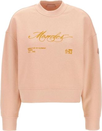 Moncler Roze Sweater met geborduurd logo - Dames - Sweatshirts - Roze - L - Hoodies & sweatvesten