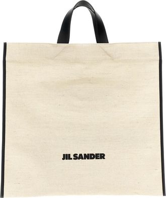 Jil Sander Border Book Tote Square - Dames - Shoppers - Beige - ONE Size - Katoen - Tassen