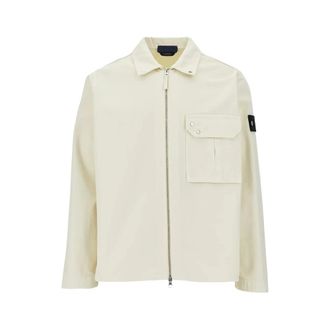 Stone Island Chest Pocket Zip Shirt - Heren - Zomerjassen - Beige - L - Katoen - Jassen