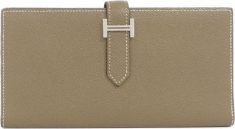 Herm&egrave;s Etoupe Gray Soufre Epsom Leather Long Wallet (Bi-Fold) (Pre-Owned)