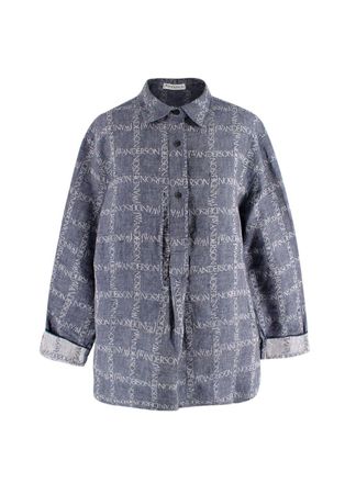 J.W.Anderson Unisex Blue Logo Grid Tunic Linen Shirt Size M