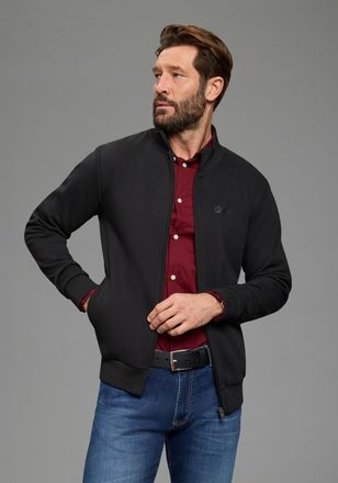 Man's World Sweatjacke MANS WORLD, Herren, Gr. 4XL (68/70), schwarz, angeraute Sweatware, Obermaterial: 60% Baumwolle, 40% Polyester, unifarben, Basic, regular fi