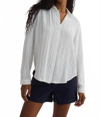 Bella Dahl Pintuck Long Sleeve Hidden Placket Shirt In White