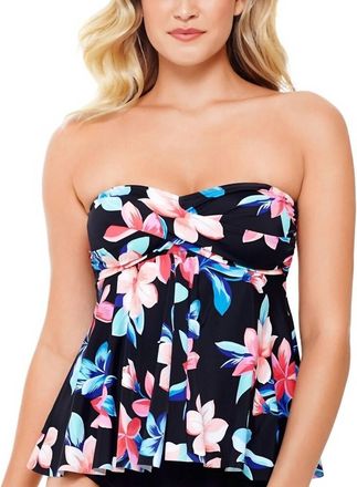 Swim Solutions Flyaway Tankini In Lanai Black