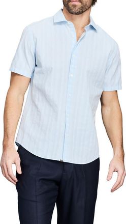 Billy Reid Textured Plaid Cotton Button-Up Shirt in Light Blue at Nordstrom, Size Xx-Large