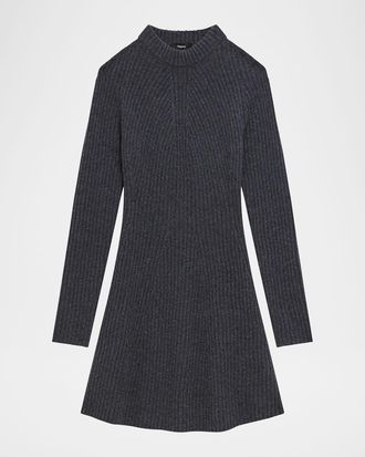 Theory Cashmere-Wool Ribbed Sweater Dress