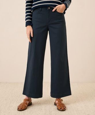 Pact Organic Cotton Stretch Twill Wide Leg Pant in Midnight Blue at Nordstrom, Size Xx-Large 28