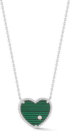 Glaze Jewelry Silver Malachite Cz Necklace