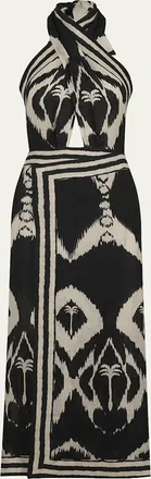 Johanna Ortiz Buen Viento Crisscross Halter Wrap Midi Dress