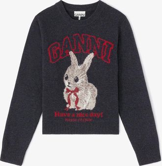 Ganni Mixed Graphic Wool Sweater - Size XXS