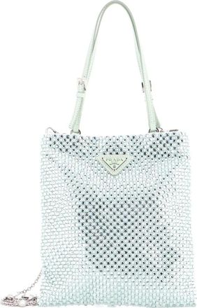Prada Chain Flat Crystal Embellished Satin Mini tote bag - Verde