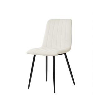 Koketto Home Silla de comedor acolchada beige con patas negras