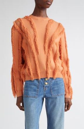 Ulla Johnson Aubree Fringed Sweater in Tulip at Nordstrom Rack, Size Large