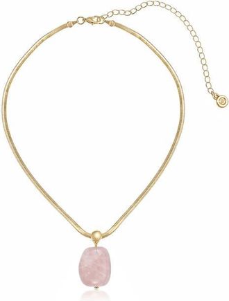 Ettika Cultured Baroque Pearl Pendant Necklace in Rose Quartz at Nordstrom